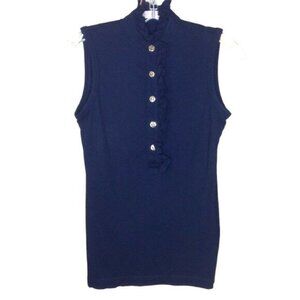 Tory Burch Lidia Sleeveless Top with Ruffle Neckline XXS